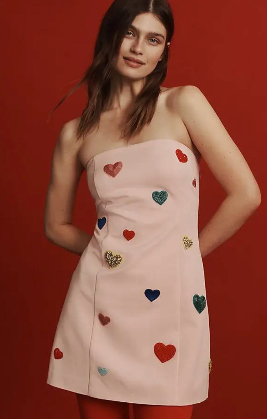 NWT Mare Mare Strapless Heart-Embellished Mini Dress size XS
